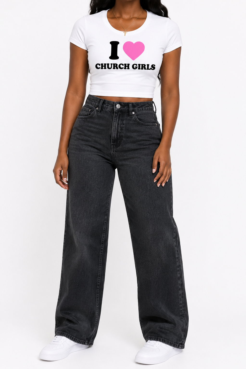 STRAWBERRY CREAM CHURCH GIRLS CROP TEE