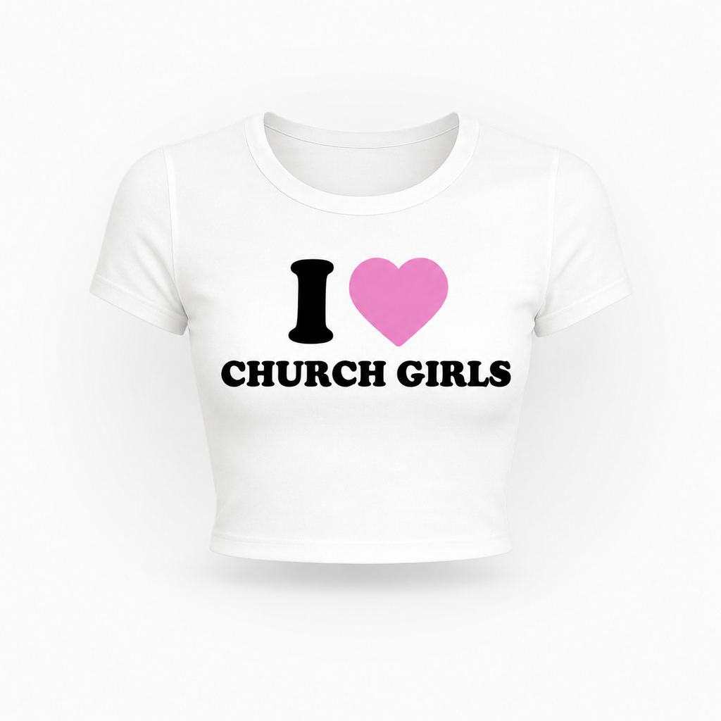 STRAWBERRY CREAM CHURCH GIRLS CROP TEE