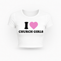 STRAWBERRY CREAM CHURCH GIRLS CROP TEE
